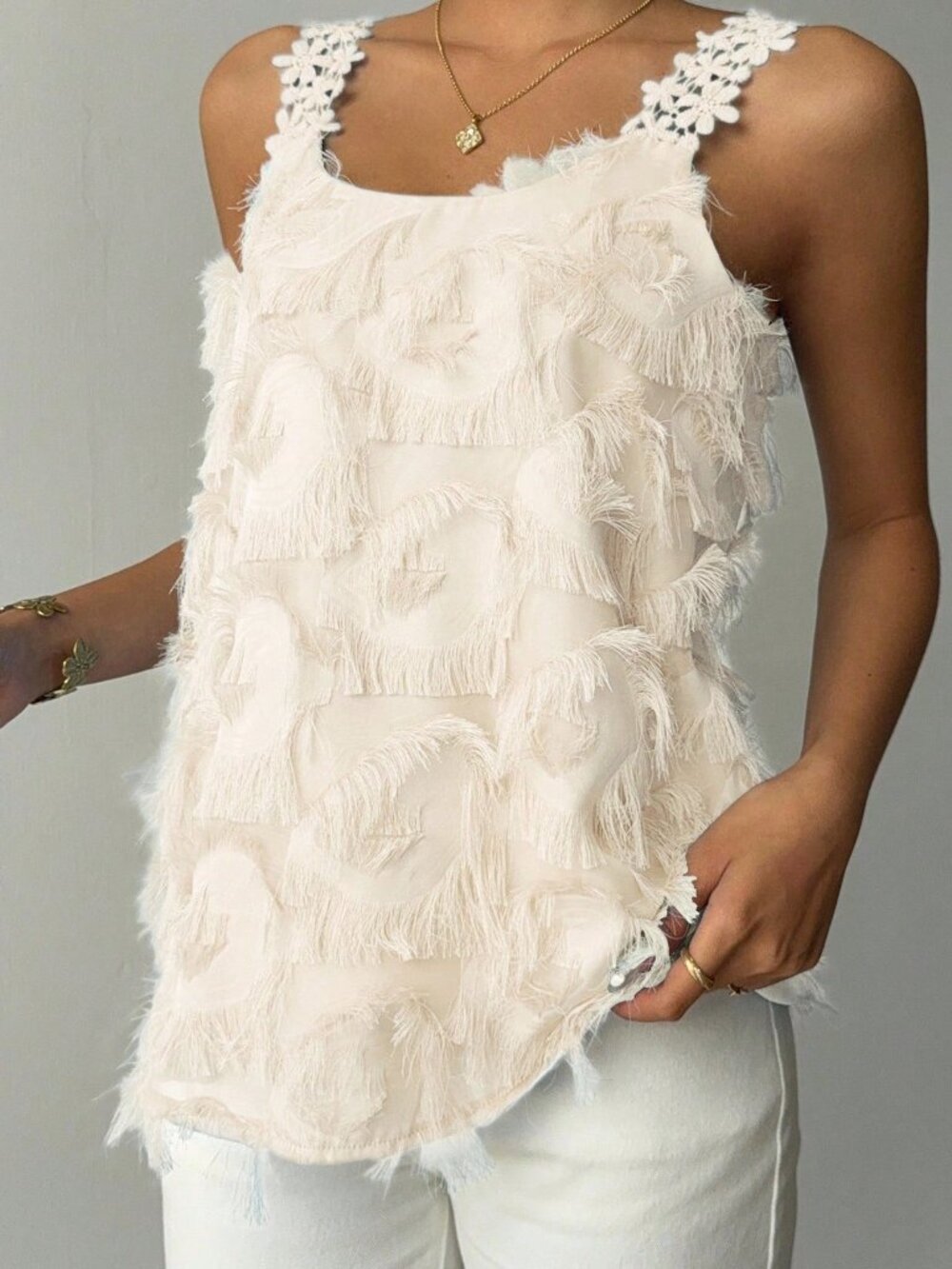 Apricot Casual Women's Elegant Textured Camisole Top - Picture 3 of 6